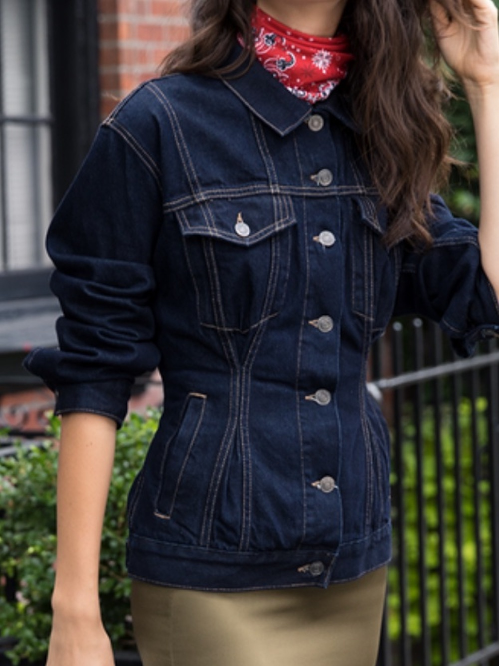 Current Elliott The Corsett Denim Trucker Jacket Hearst Dark Wash Size Small
